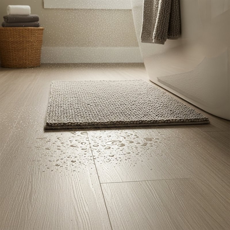 Waterproof LVP flooring in a modern bathroom