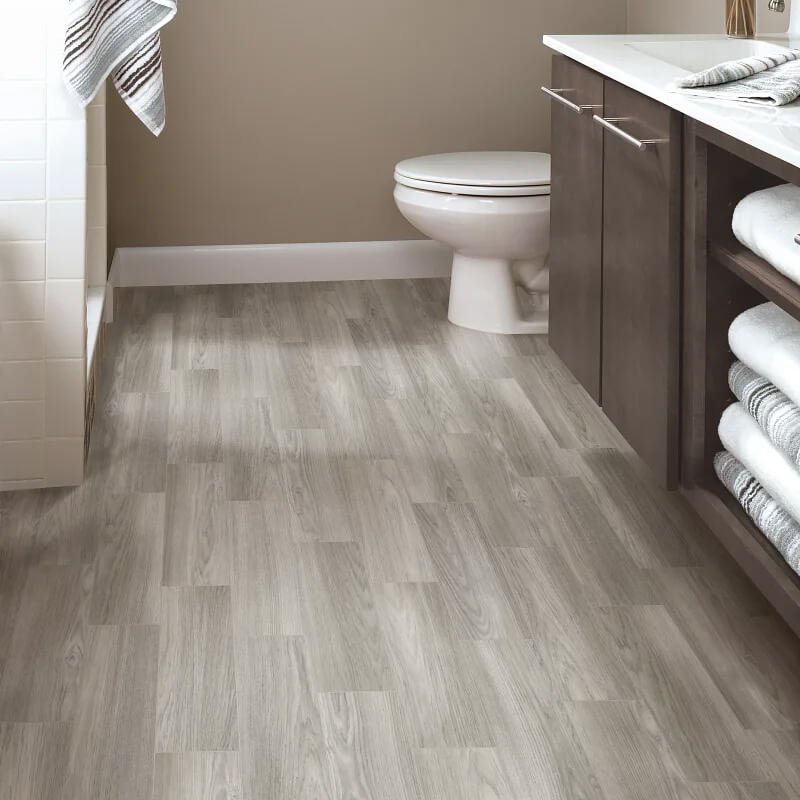 Waterproof Luxury Vinyl Plank flooring in a bathroom