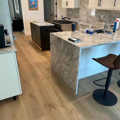Luxury Vinyl flooring in a compact kitchen