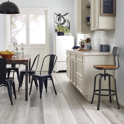 Vintage style kitchen with grey waterproof flooring