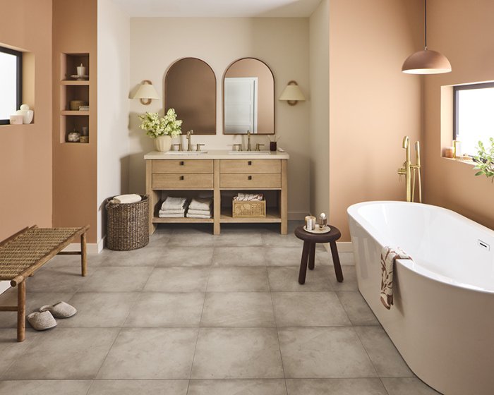 Tile flooring in a trendy Avon IN bathroom