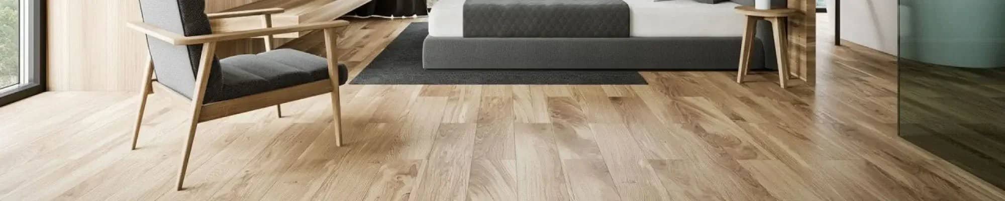 Laminate flooring in a modern bedroom