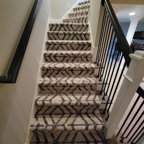 Patterned carpet stairs