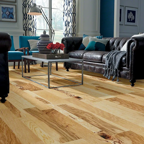 Light wood flooring in a traditional home
