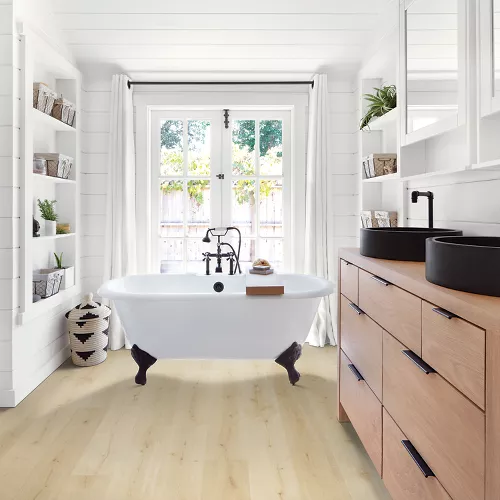 Bathroom remodel with new hardwood floors